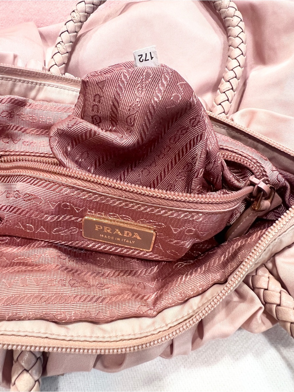 Prada⭐️Pocono nylon Blush Pink Satchel with Gold Logo.⭐️Offers welcome - Picture 11 of 11